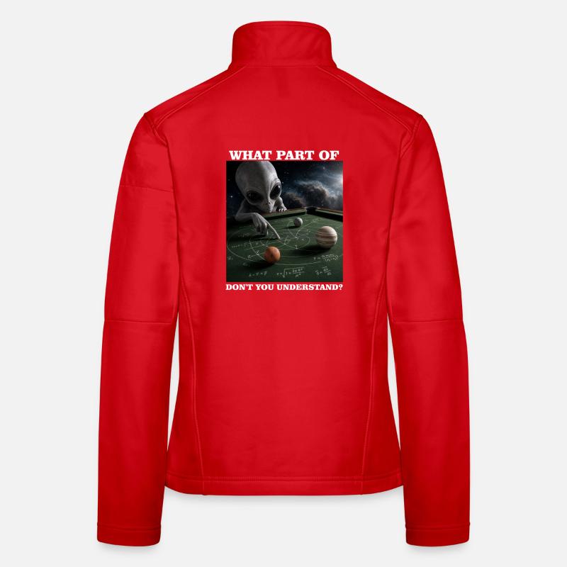 Billard-Physik-Alien-Nerd-Billardspieler Frauen Softshelljacke