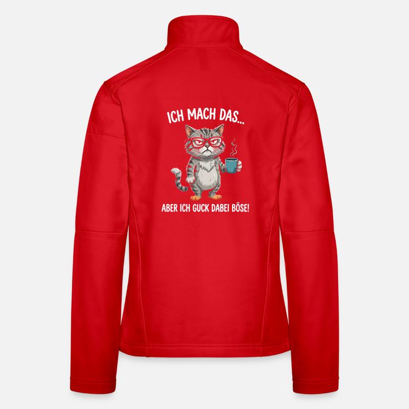 Grimmige Kaffee-Katze Frauen Softshelljacke