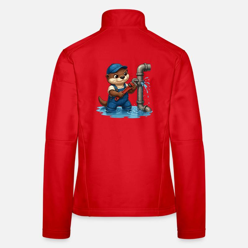 Plumber otter with pipe tool Women's Softshell Jacket