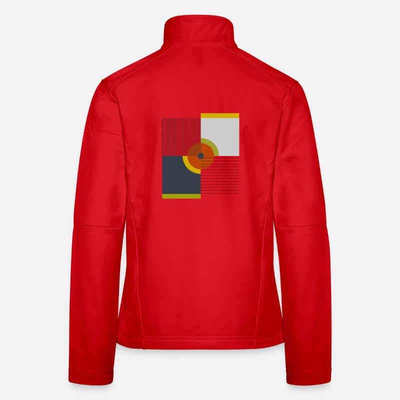 Conception géométrique des cercles rétro Veste en tissu softshell Femme