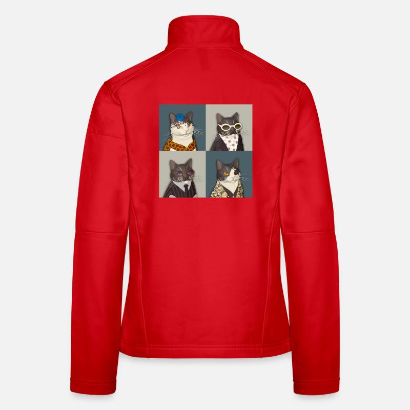 Rebel Chic Tuxedo Cat Quartet - Women's Softshell Jacket - red