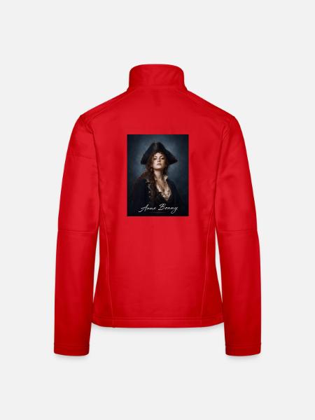 Anne Bonny Pirate Portrait - Women's Softshell Jacket - red - Back