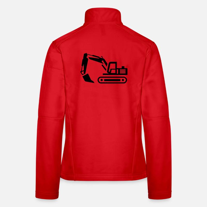 Bagger-Konturen: Silhouette eines Baugeräteführers Frauen Softshelljacke