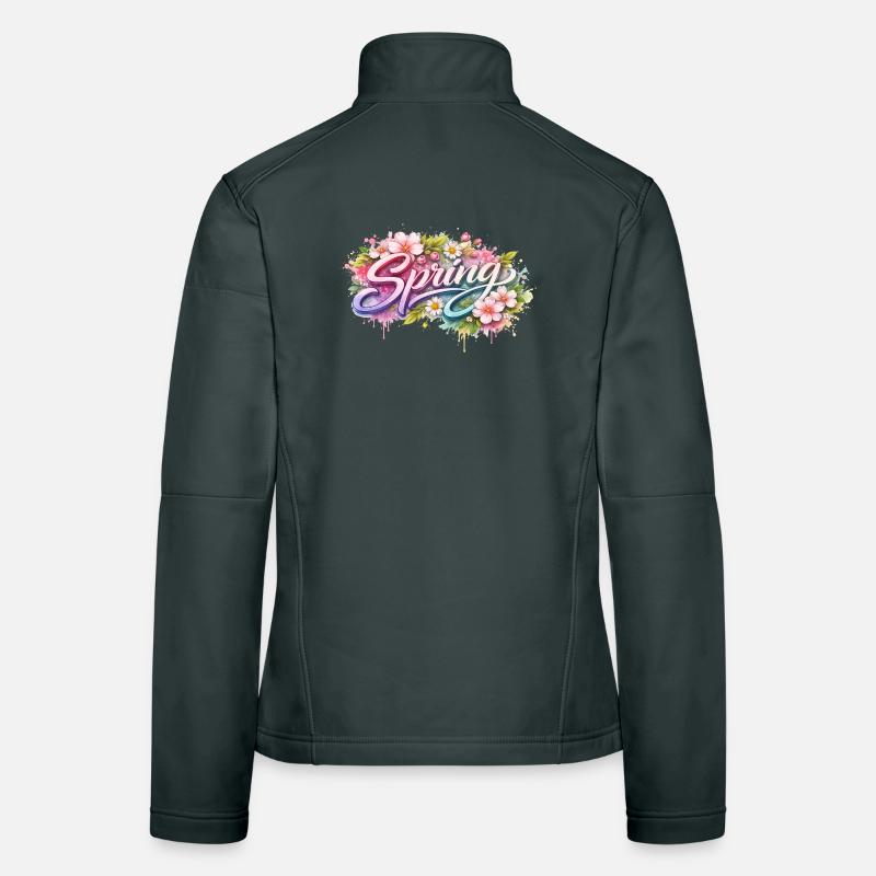 Spring lettering with flowers Description Women's Softshell Jacket