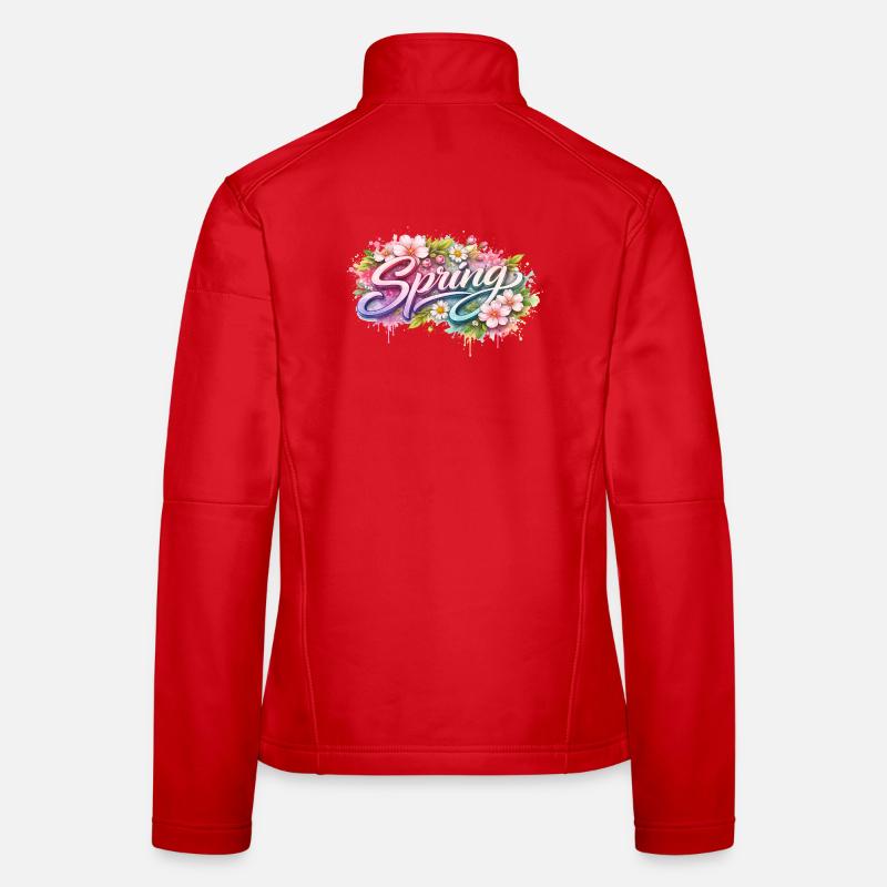 Spring lettering with flowers Description Women's Softshell Jacket