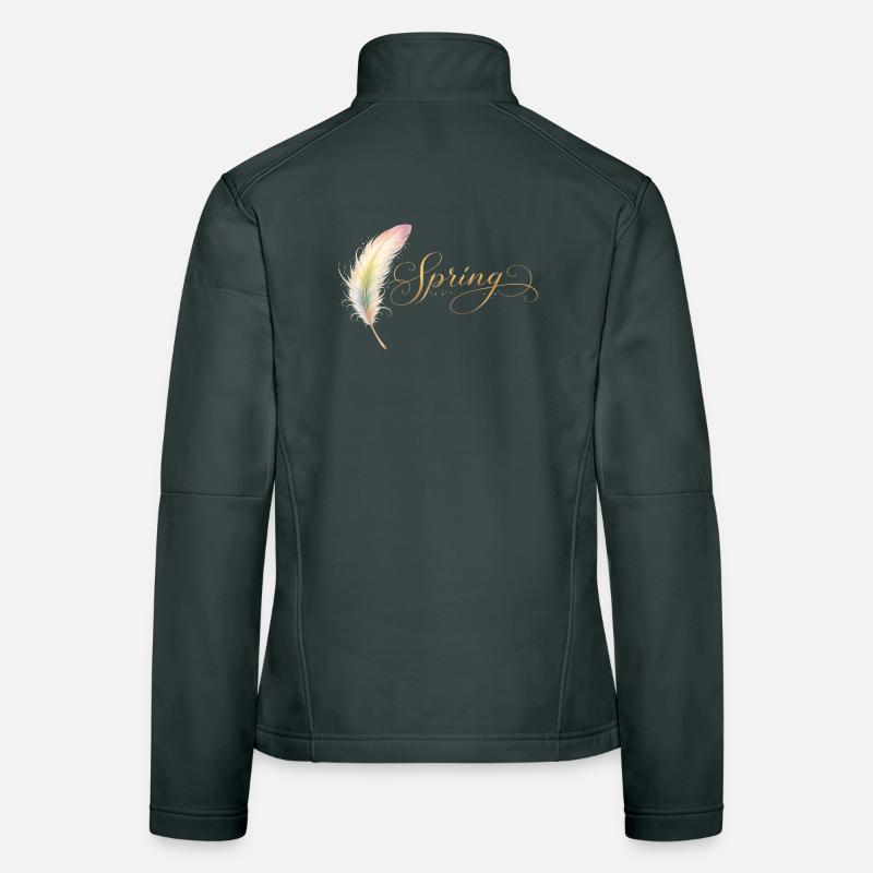 Spring Lettering with Feather Elegant Design Women's Softshell Jacket