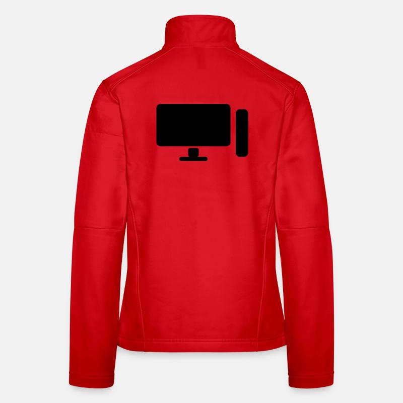 Minimal PC Setup Icon – Gamer Design Women's Softshell Jacket