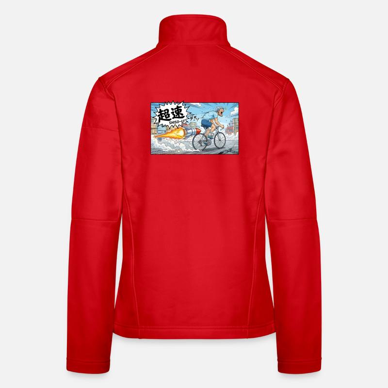 Hypervelocity Cyclist with Rocket Burst Women's Softshell Jacket