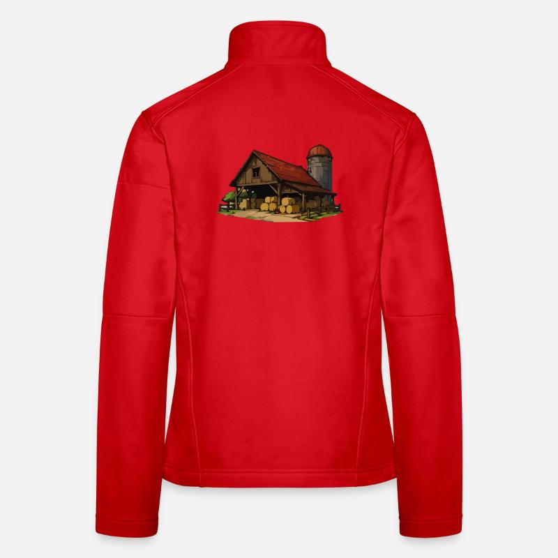 Rustic barn with hay bales Women's Softshell Jacket