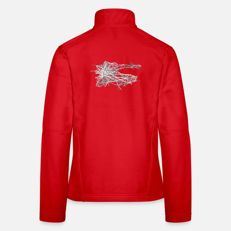 Connection: Geometric Line Meshes in Grey - Women's Softshell Jacket - red