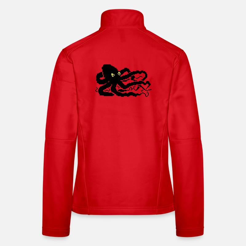 Pieuvre pixel 8 bits Veste en tissu softshell Femme