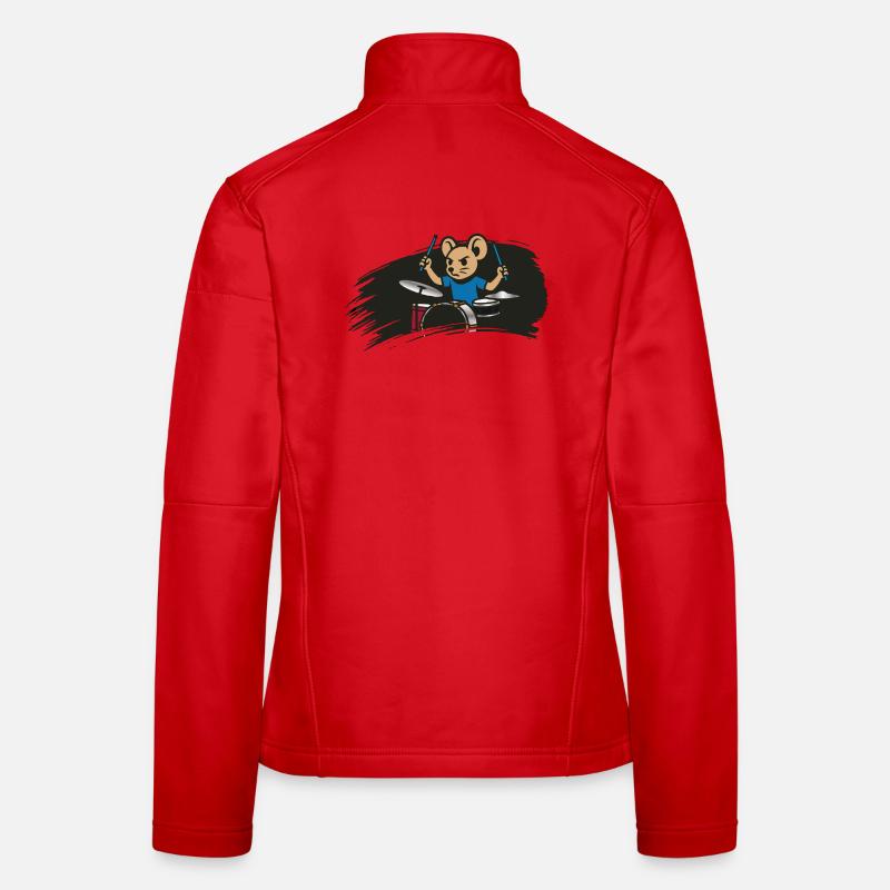 Drumming Mouse in Comic Style Women's Softshell Jacket