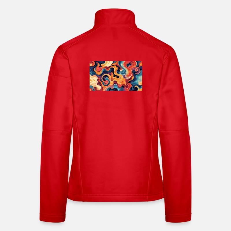 Vibrant Fluid Abstract Artwork Women's Softshell Jacket