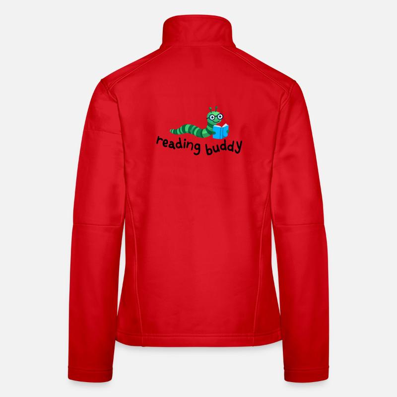 Reading friend Cute bookworm with book Women's Softshell Jacket