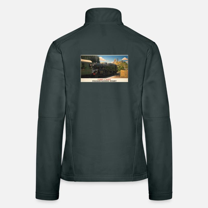 Affiche du train à vapeur du château de Corfe Veste en tissu softshell Femme