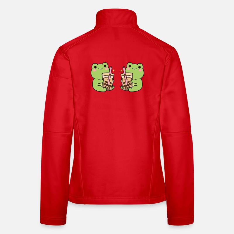 Kawaii Bubble T-Frogs – duo de grenouilles mignons (minimal) Veste en tissu softshell Femme