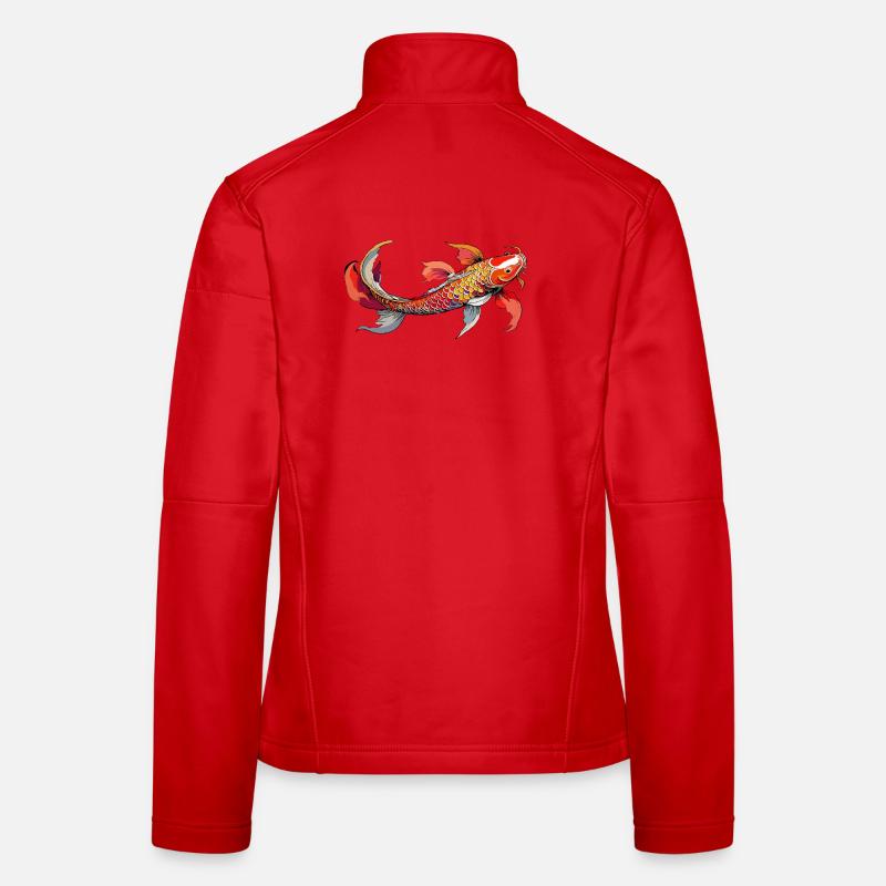Rainbow Koi on Black Women's Softshell Jacket