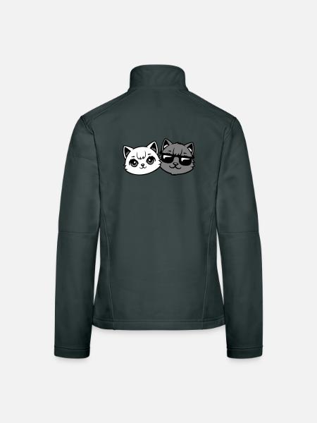 Süße Kätzchen Cooles Katerpaar Schwarz-Weiß Katzen - Frauen Softshelljacke - Rot - Hinten