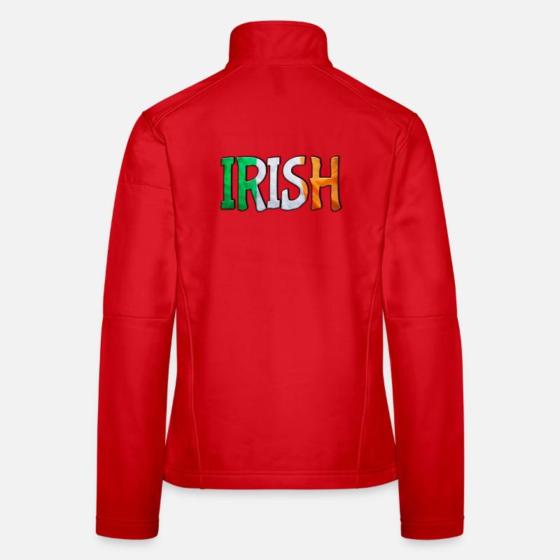 Patchwork de lettres du drapeau irlandais Veste en tissu softshell Femme