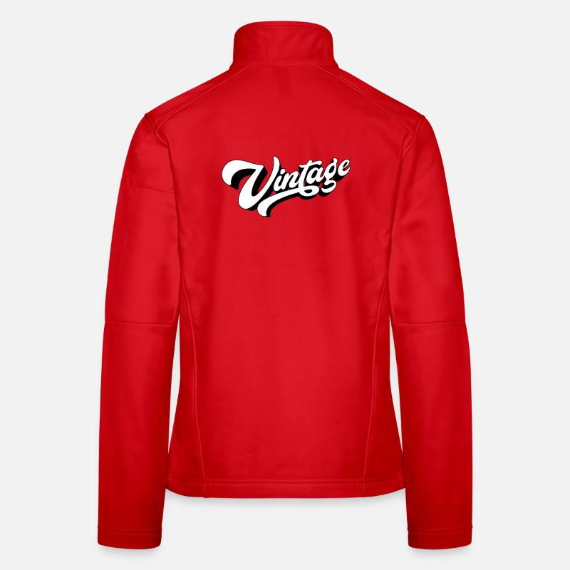 Vintage Black and White - Women's Softshell Jacket - red