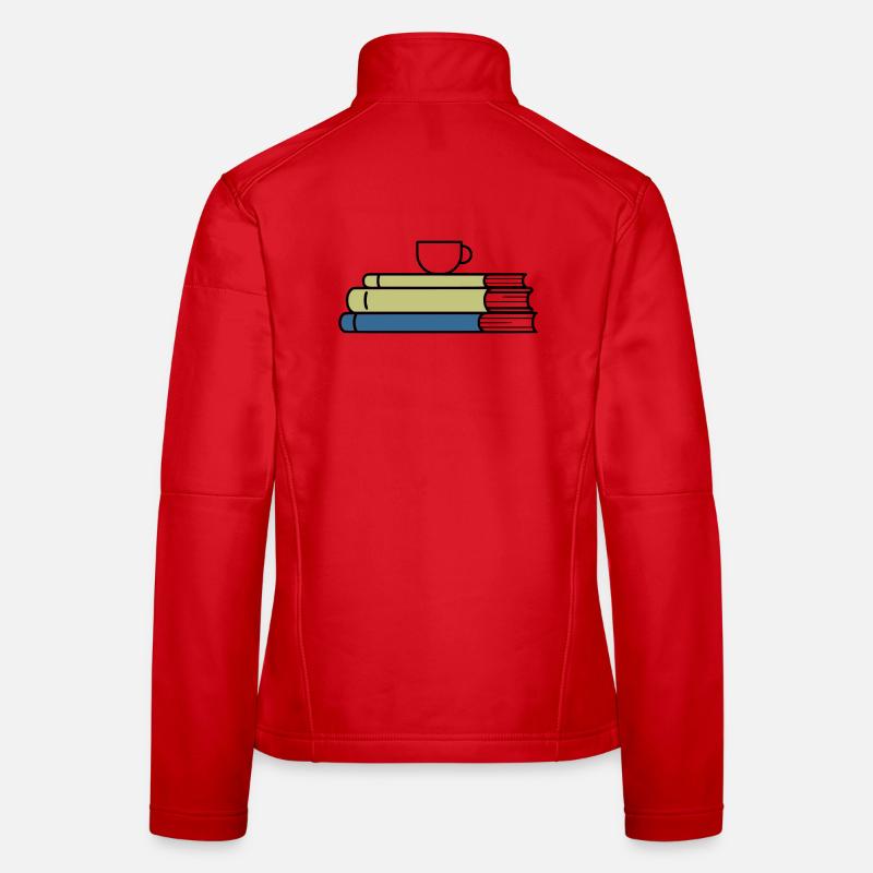 Bücherstapel Kaffeetasse Farbig Frauen Softshelljacke