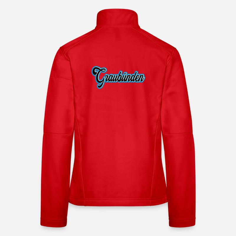 Graubünden Script mit Blau Outline Frauen Softshelljacke