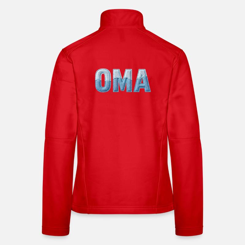 Oma Denim Schriftzug Patchwork Trend Frauen Softshelljacke