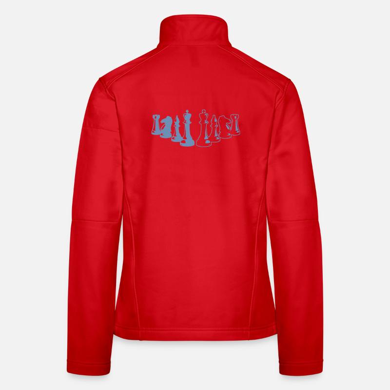 Minimalist Chess Silhouette Chessboard Des Women's Softshell Jacket