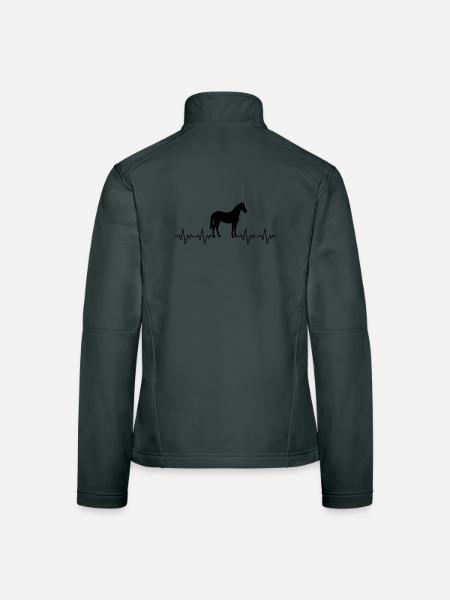 Pferd Reiter Reiten EKG Herzschlag - Frauen Softshelljacke - Rot - Hinten