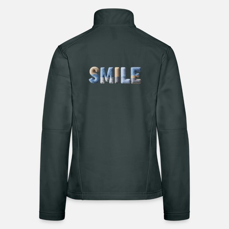 Smile Patchwork Trend Lettering Stil Handmade Frauen Softshelljacke