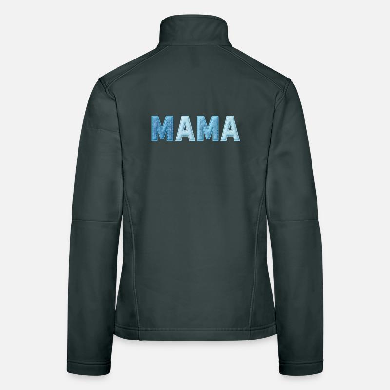 MAMA Denim Lettering Patchwork Trend Women's Softshell Jacket