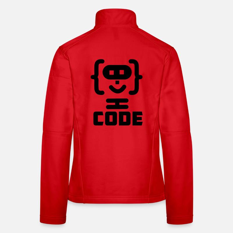 Hacker programmer code logo with text CODE Women's Softshell Jacket