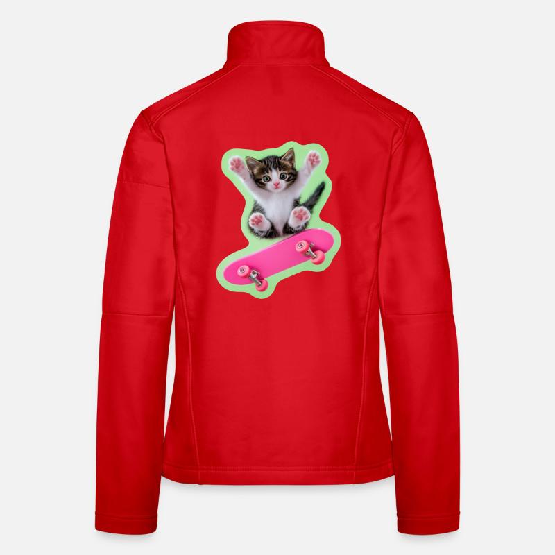 Skater Kitty with pink skateboard Women's Softshell Jacket