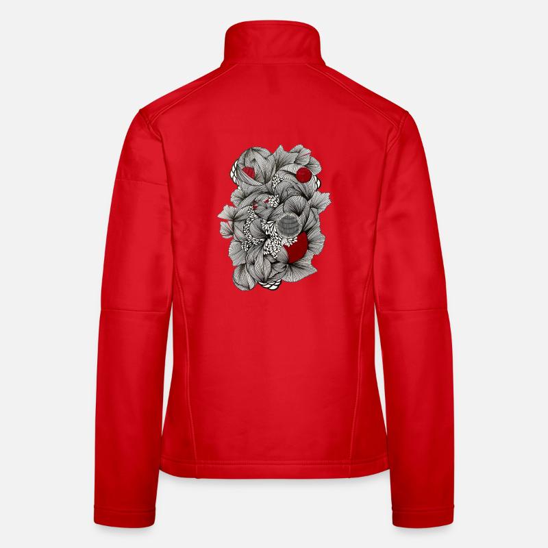 Black and white sheets with red accent Women's Softshell Jacket