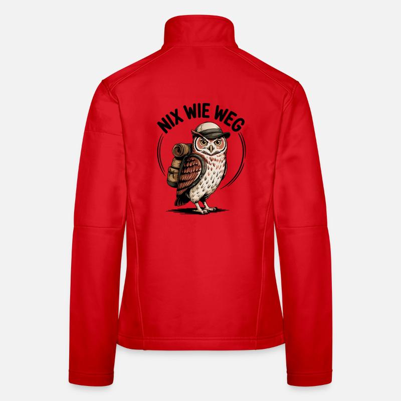 Wandernde Eule mit Rucksack Frauen Softshelljacke