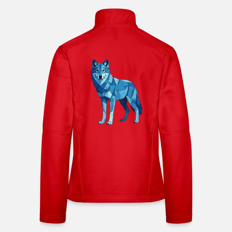 Blauer Polygonwolf Frauen Softshelljacke