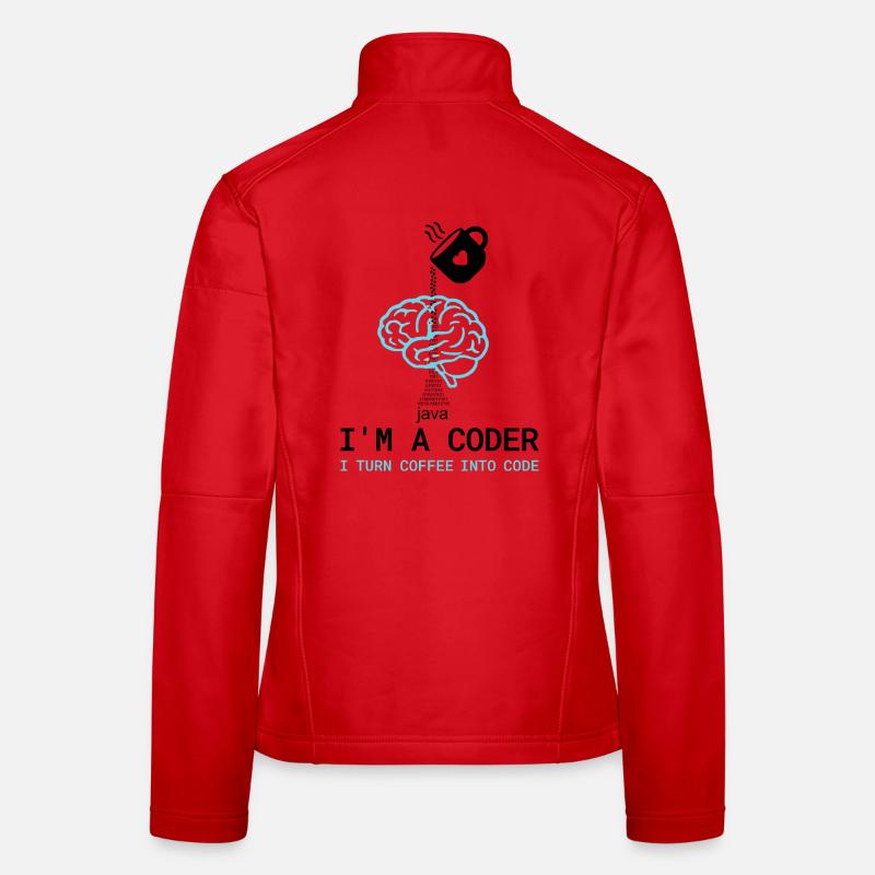 Coder T-Shirt: Coffee into Code – Nerdy Programmie - Frauen Softshelljacke - Rot