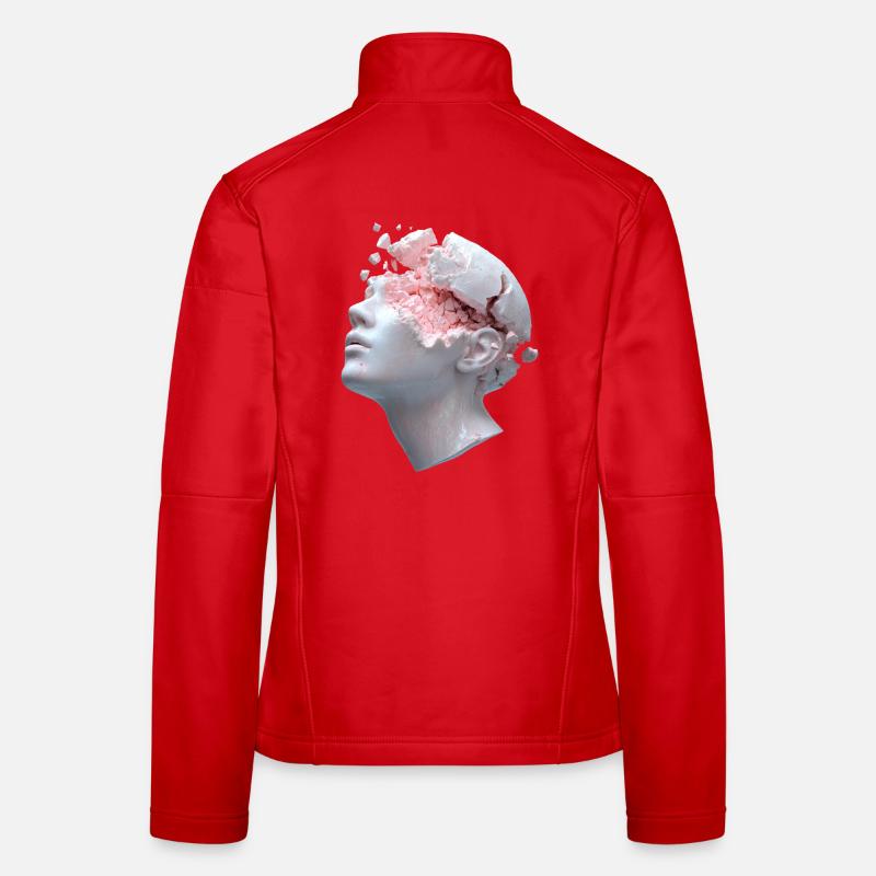 Tête en décomposition, pensées intérieures comme débris Veste en tissu softshell Femme