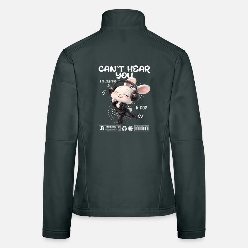 Un lapin K-Pop avec des écouteurs Veste en tissu softshell Femme