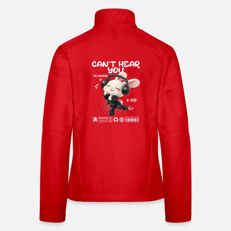 Un lapin K-Pop avec des écouteurs Veste en tissu softshell Femme