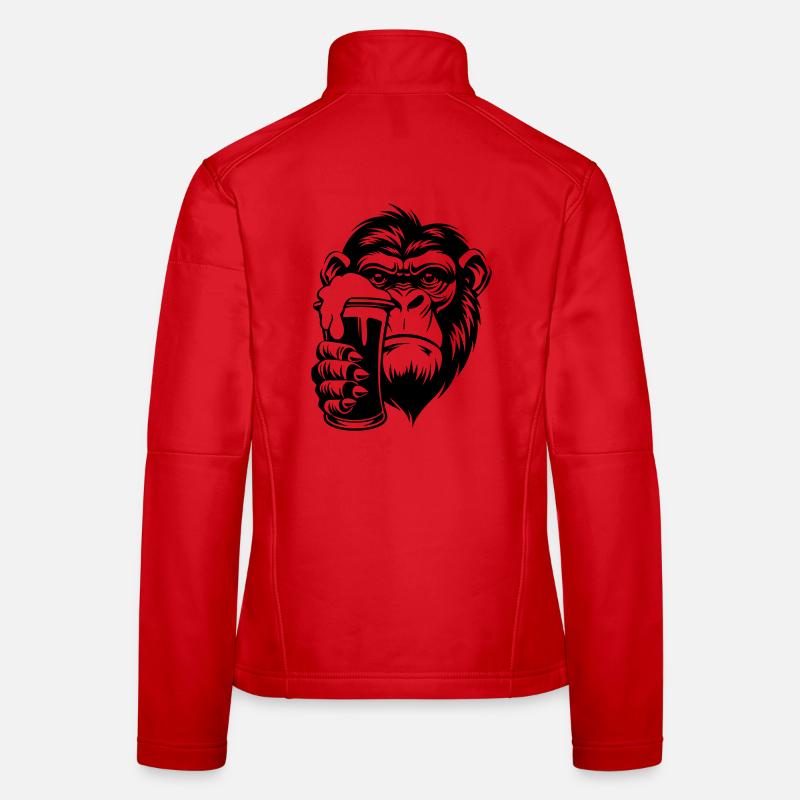 Affe hält ein Getränk mit Schaum Frauen Softshelljacke