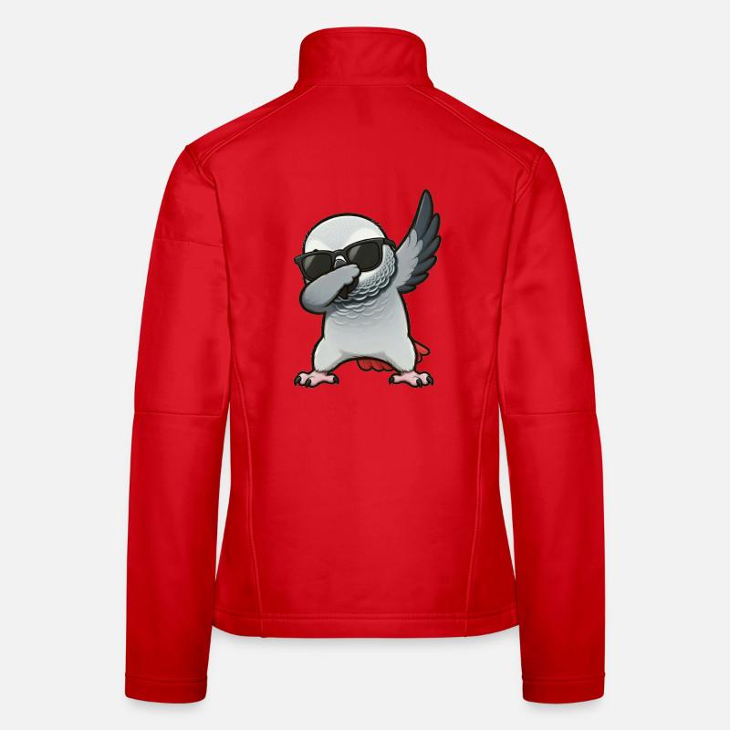 Dabbing African grey parrot Women's Softshell Jacket