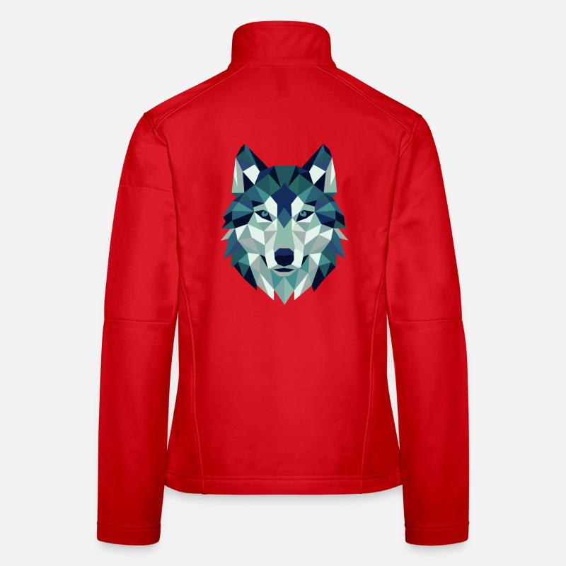 Wolf Head Polygon Geometry Women's Softshell Jacket