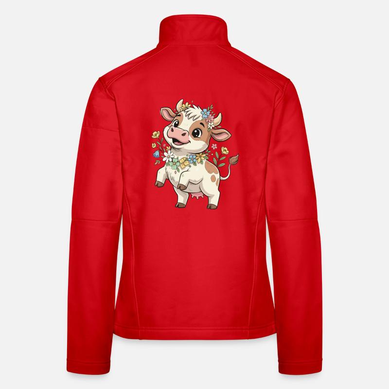 Vache avec une couronne de fleurs Veste en tissu softshell Femme