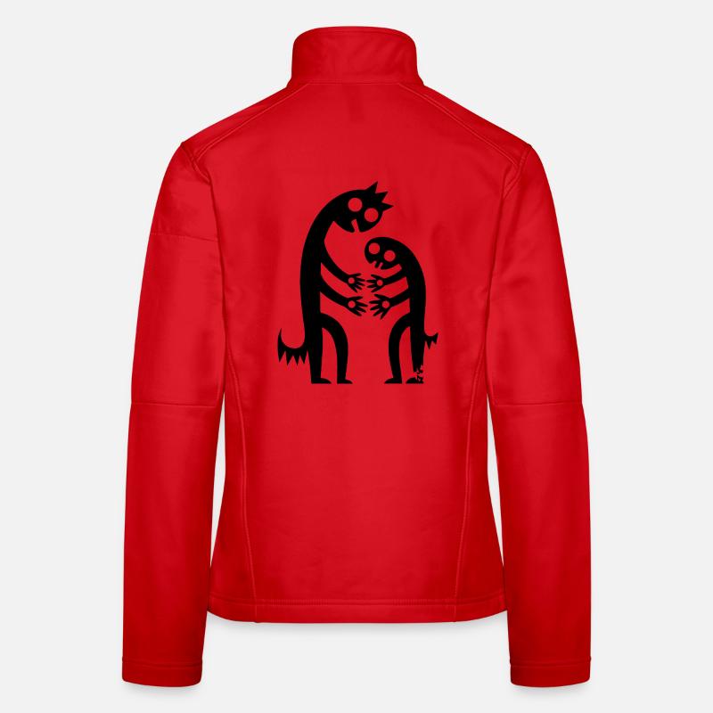 Des figures abstraites s’embrassent dans le monochrome créatif Veste en tissu softshell Femme