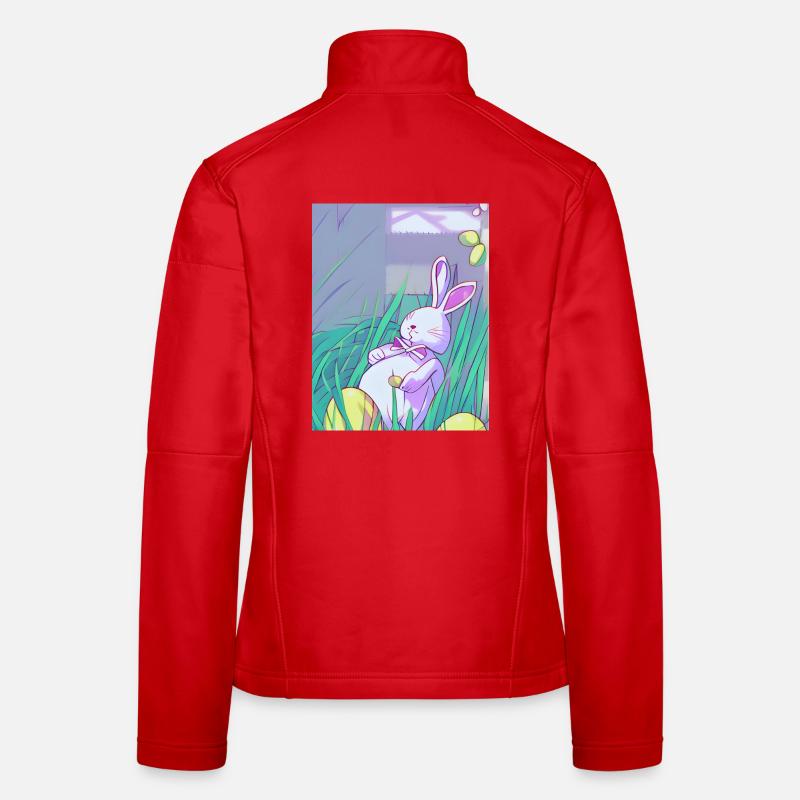 Pastel Easter Bunny in Spring Grass Women's Softshell Jacket