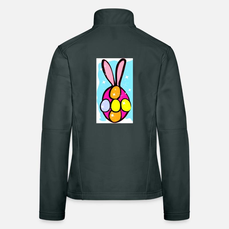 Colorful Easter Bunny Eggs Illustration Women's Softshell Jacket