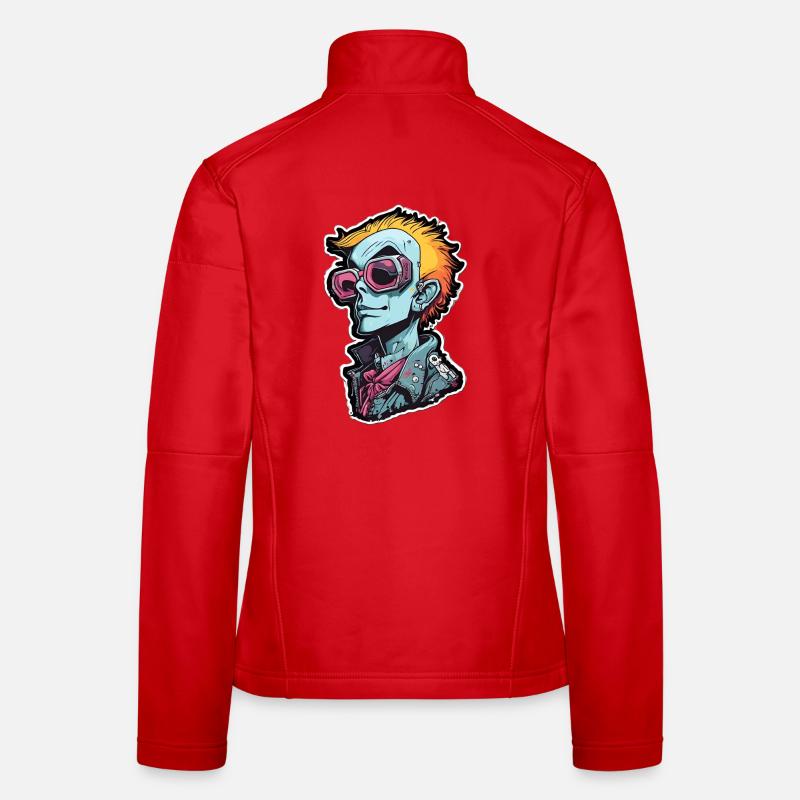 Blauer Punk mit Neon Goggles - Frauen Softshelljacke - Rot