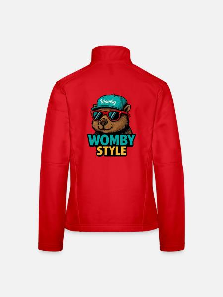 Womby Style Biber mit Sonnenbrillen - Frauen Softshelljacke - Rot - Hinten