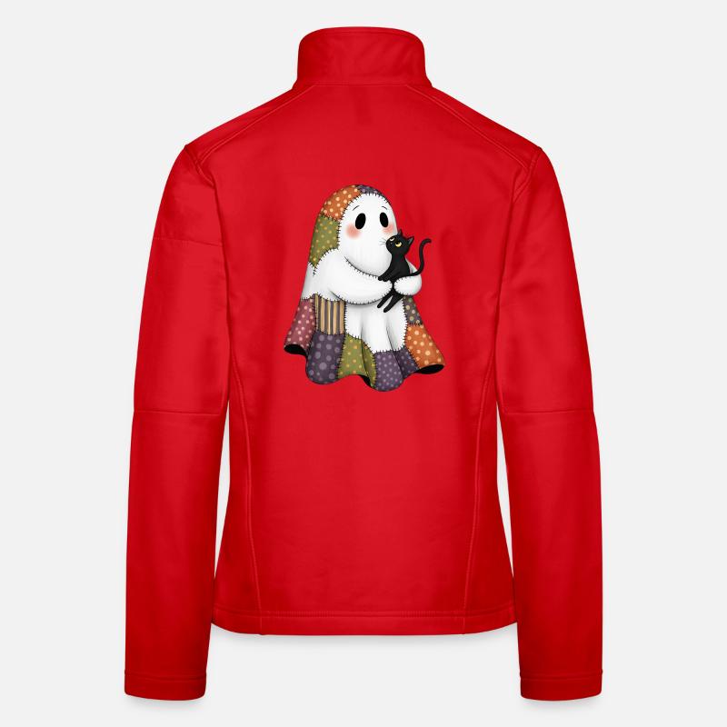 Patchwork fantôme avec chat noir Veste en tissu softshell Femme